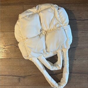 Cream Quilted Women's Bag (puff bag)